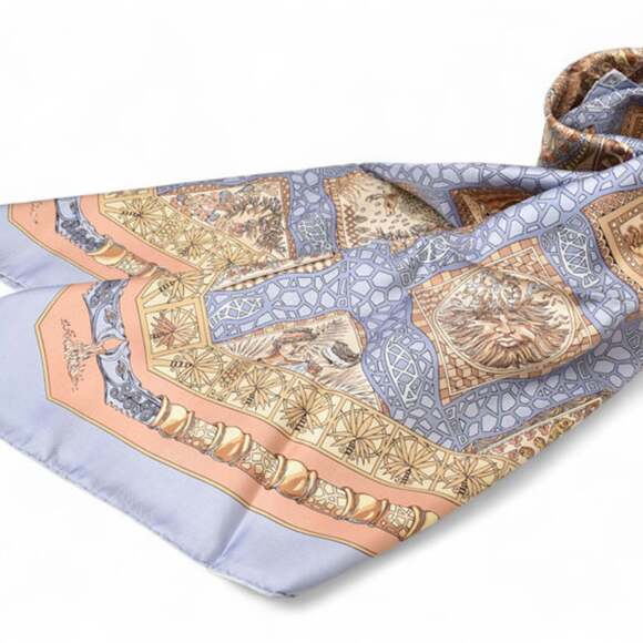 HERMES Blue Silk Scarf - Picture 3 of 9